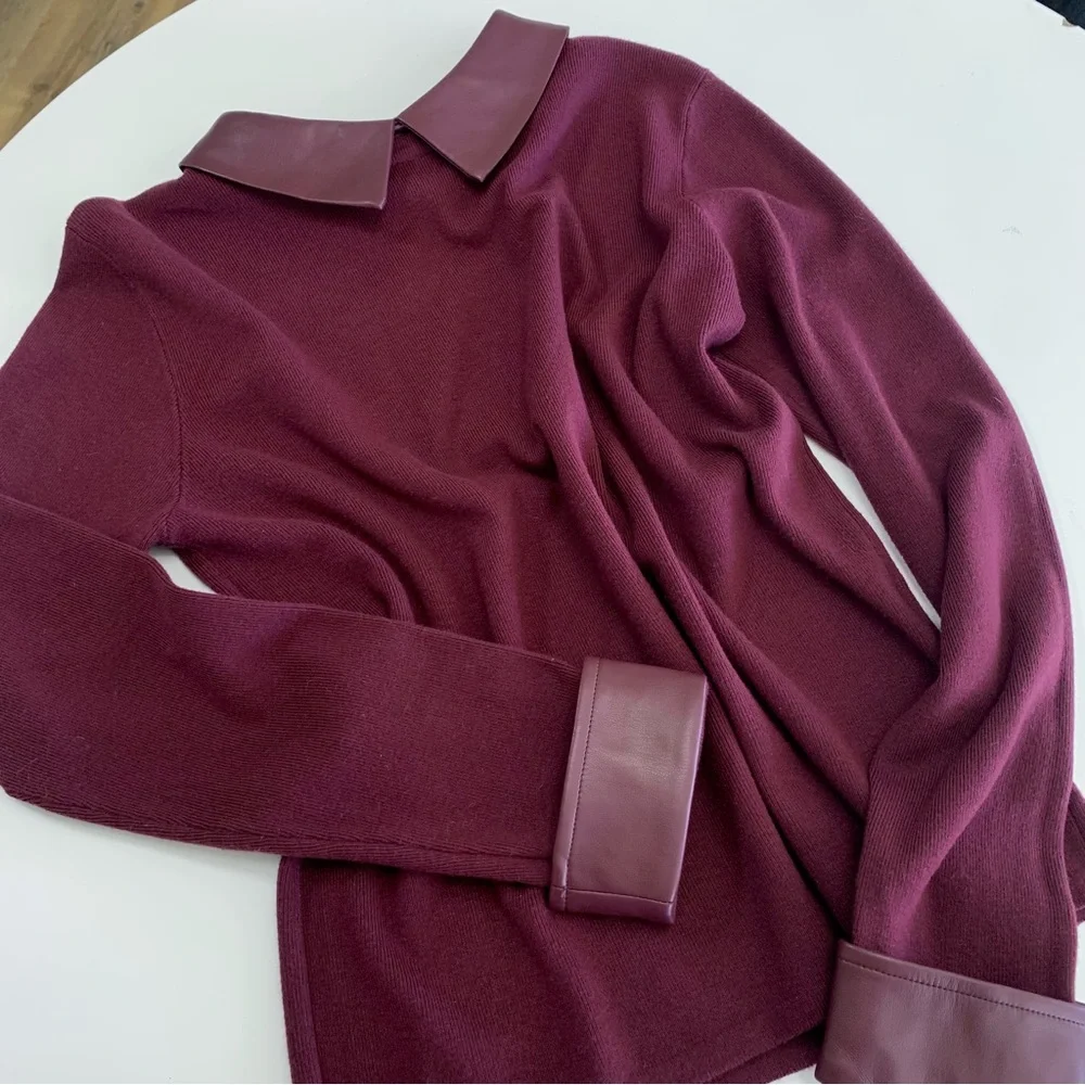 Milano Black Rose Leather Combo Holiday Sweater - Picture 2 of 7